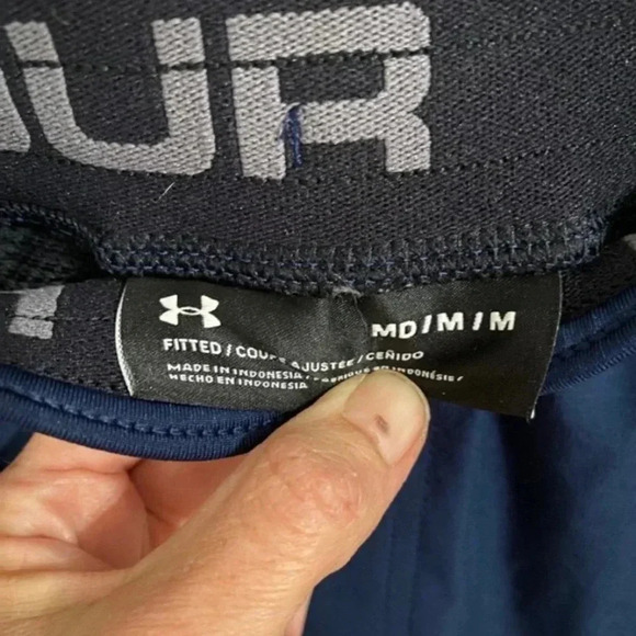 Under Armour Fitted Mens Slim Leg Navy Blue Track Pant - Picture 6 of 7